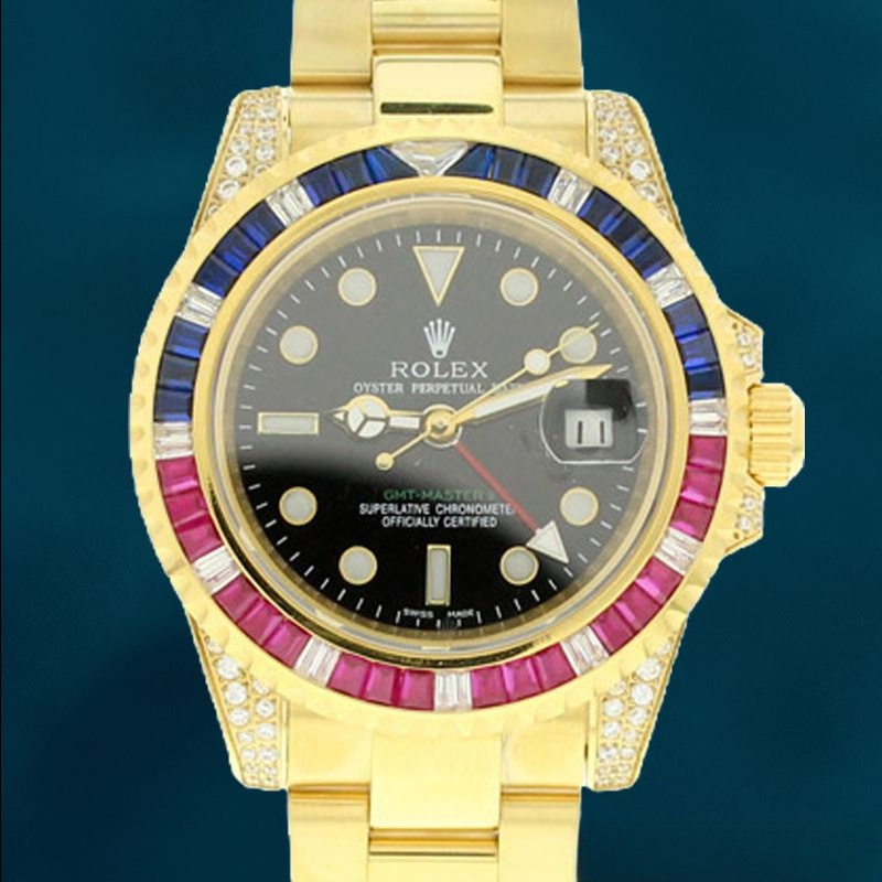 Rolex Gmt Master 116758 SAru-78208 Men’s 40mm Black Dial Diamond Bezel