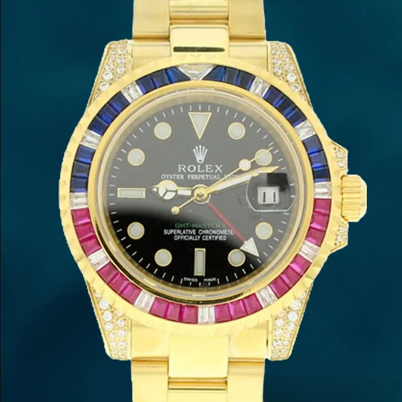 Rolex Gmt Master 116758 SAru-78208 Men’s 40mm Black Dial Diamond Bezel