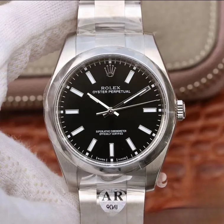 Rolex oyster perpetual black dial scratch proof 39mm swiss replica 114300.9