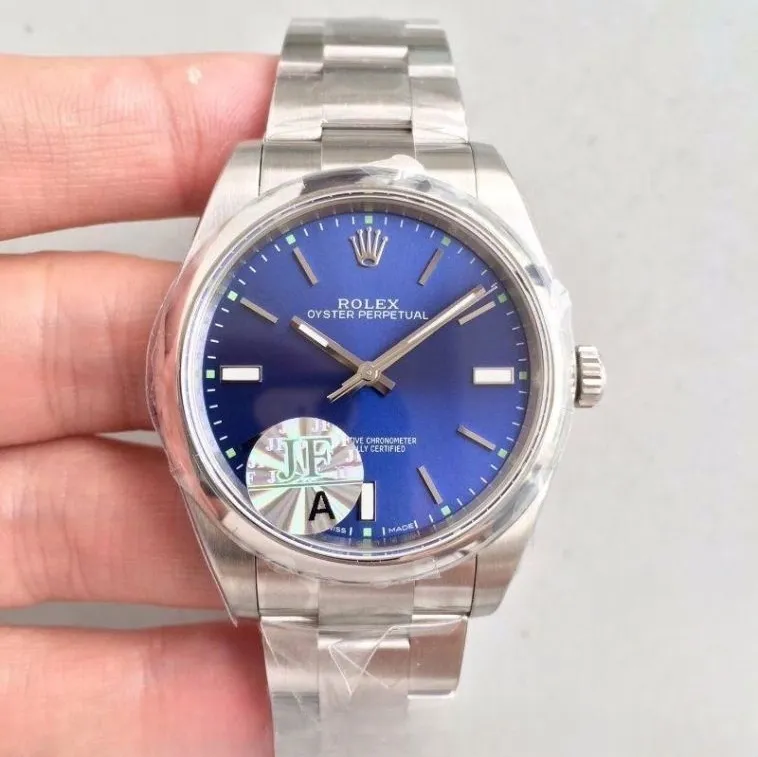 Rolex oyster perpetual blue dial scratch proof 39mm swiss replica 114300.12