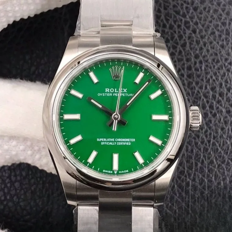 Rolex oyster perpetual green dial scratch proof 31mm swiss replica m277200.0006