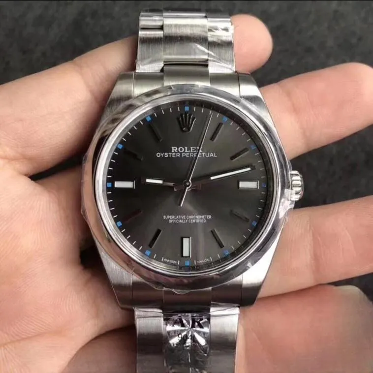 Rolex oyster perpetual grey dial stainless steel 39mm swiss replica 114300.8