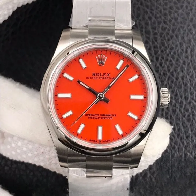 Rolex oyster perpetual red dial scratch proof 31mm swiss replica m277200.0008