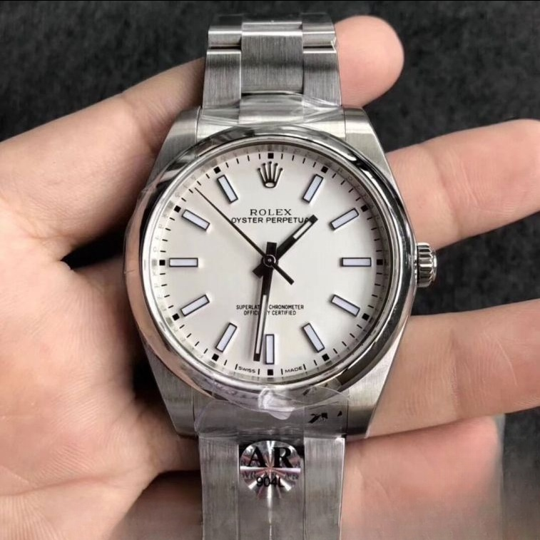 Rolex oyster perpetual white dial scratch proof 39mm swiss replica 114300.11