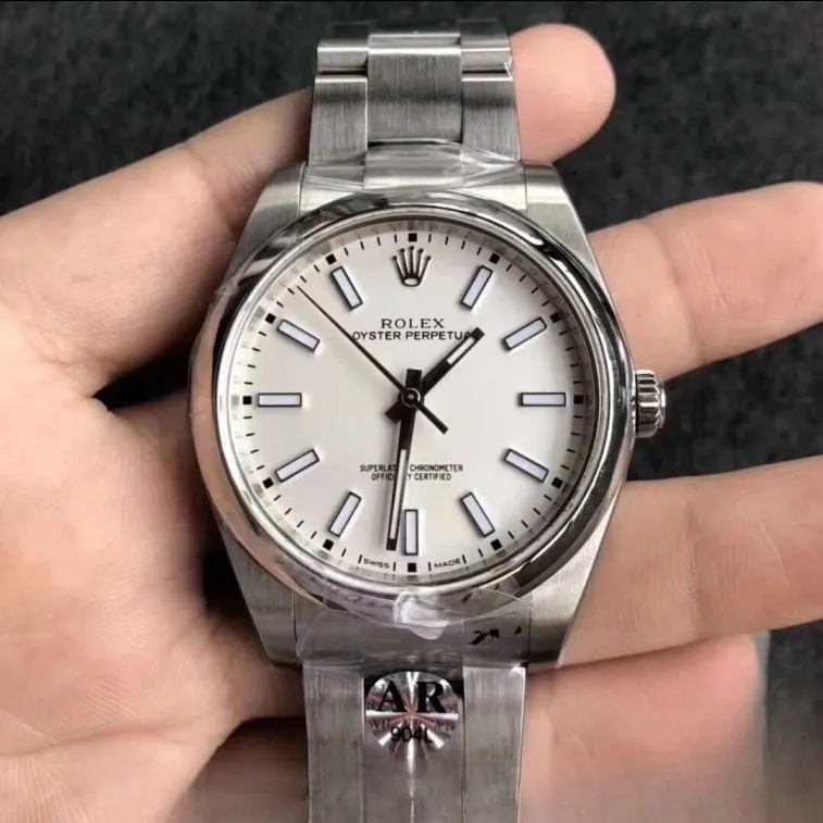 Rolex oyster perpetual white dial scratch proof 39mm swiss replica 114300.11