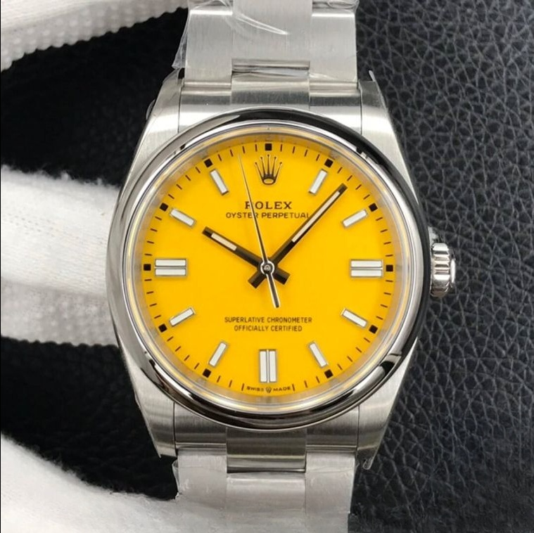 Rolex oyster perpetual yellow dial scratch proof 36mm swiss replica m126000.0004