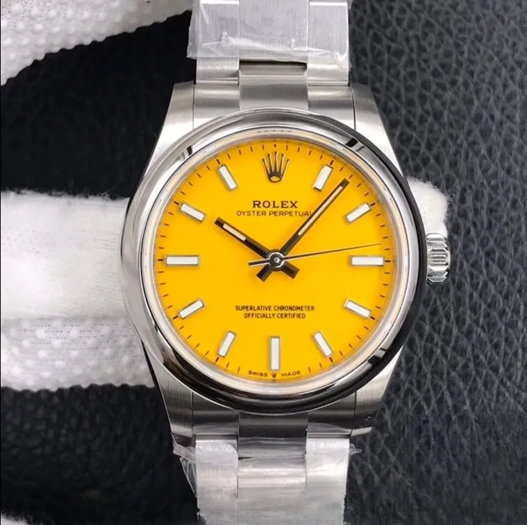 Rolex oyster perpetual yellow dial stainless steel 31mm swiss replica m277200.0005