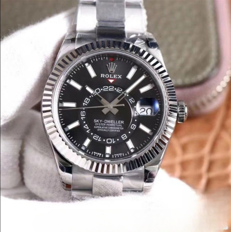 Rolex Sky Dweller Black Dial White Gold Bezel Oyster 326934
