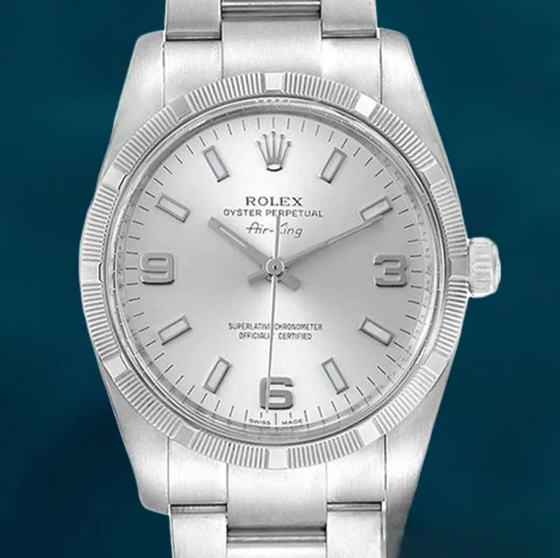 Rolex Air-king 36mm Men’s 114210BLSO Silver-tone Automatic Swiss Replica Wacthes