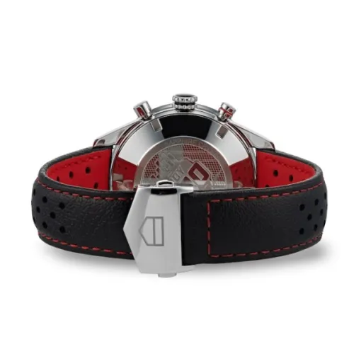 TAG Heuer Carrera Men Automatic Black Leather Watch CV201AS.FC6429 - Photo 3