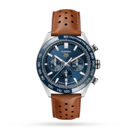 TAG Heuer Carrera Men Automatic Blue Leather Watch CBN2A1A.FC6537