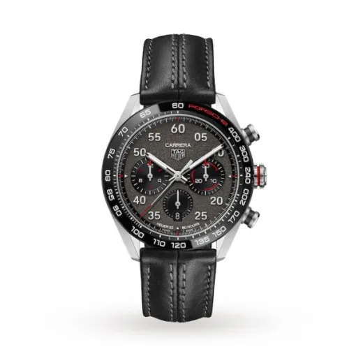 TAG Heuer Carrera Men Automatic Grey Leather Watch CBN2A1F.FC6492