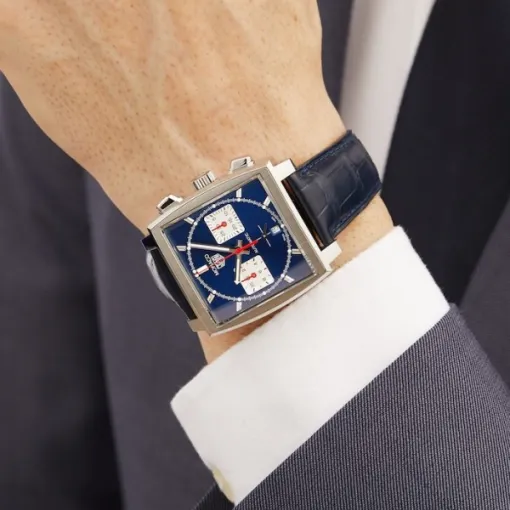 TAG Heuer Monaco Men Automatic Blue Leather Watch CBL2111.FC6453 photo 4
