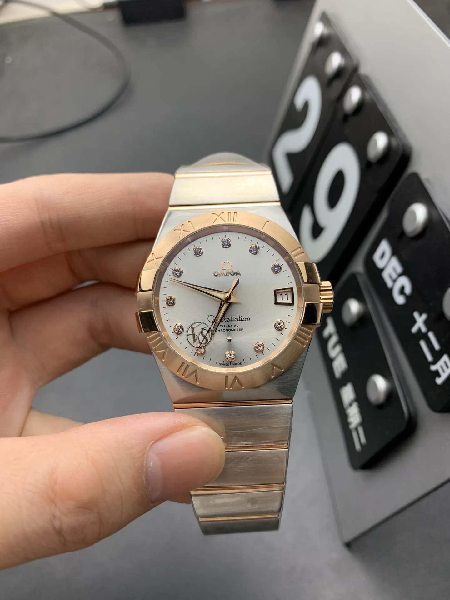 VS Factory Omega Constellation 38mm Two-Tone Rose Gold Diamond Dial (123.20.38.21.52.001) 1:1 Super Clone - DD8500 Movement - VS Factory Official
