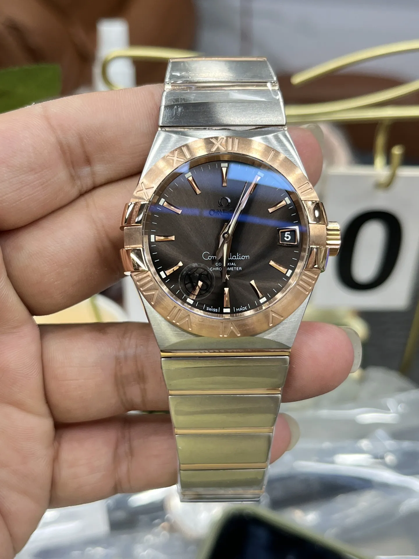 VS Factory Omega Constellation Co-Axial 38mm Two-Tone Sedna Gold Brown Dial (123.20.38.21.13.001) 1:1 Super Clone -DD8500 Movement - VS Factory Official