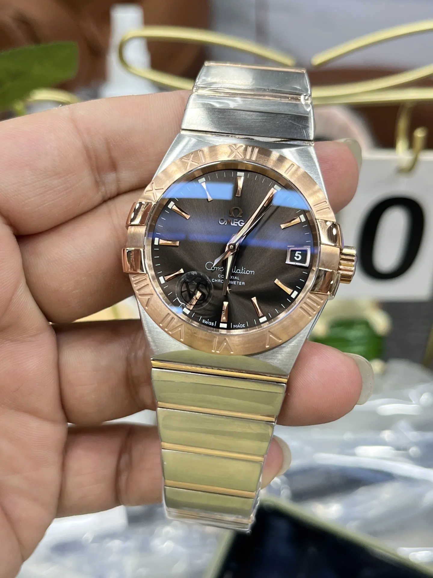 VS Factory Omega Constellation Co-Axial 38mm Two-Tone Sedna Gold Brown Dial (123.20.38.21.13.001) 1:1 Super Clone -DD8500 Movement - VS Factory Official photo 3
