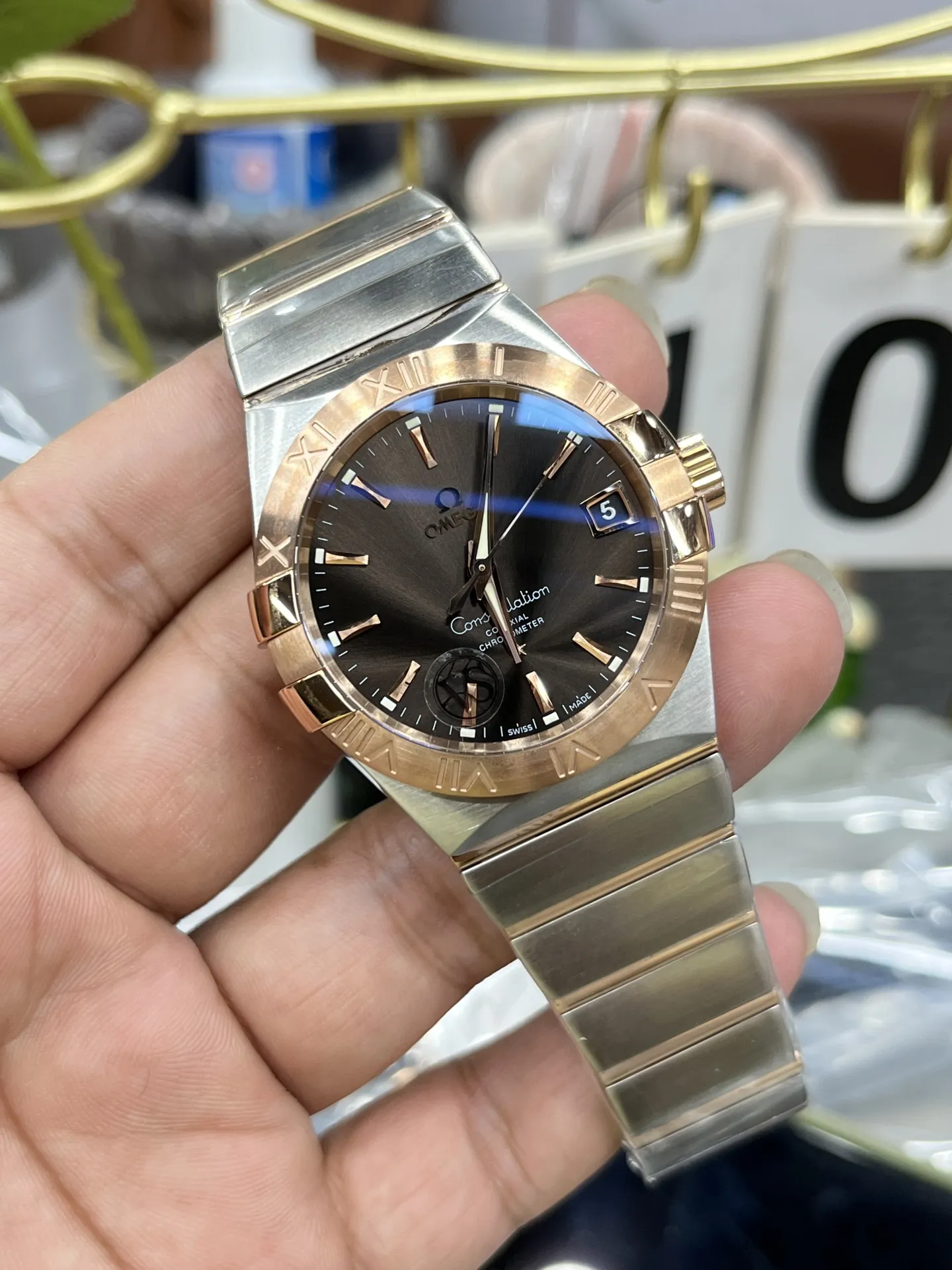 VS Factory Omega Constellation Co-Axial 38mm Two-Tone Sedna Gold Brown Dial (123.20.38.21.13.001) 1:1 Super Clone -DD8500 Movement - VS Factory Official photo 4