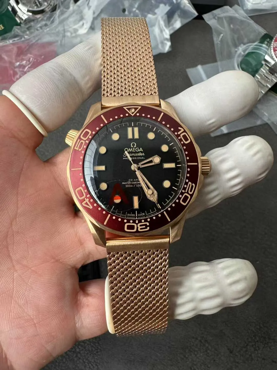 VS Factory Omega Seamaster Diver 300M 007 "No Time To Die" Matte Tropical Brown/Black Dial Titanium Mesh Bracelet(210.90.42.20.01.003) 1:1 Super Clone – 8806 Movement - VS Factory Official photo 2
