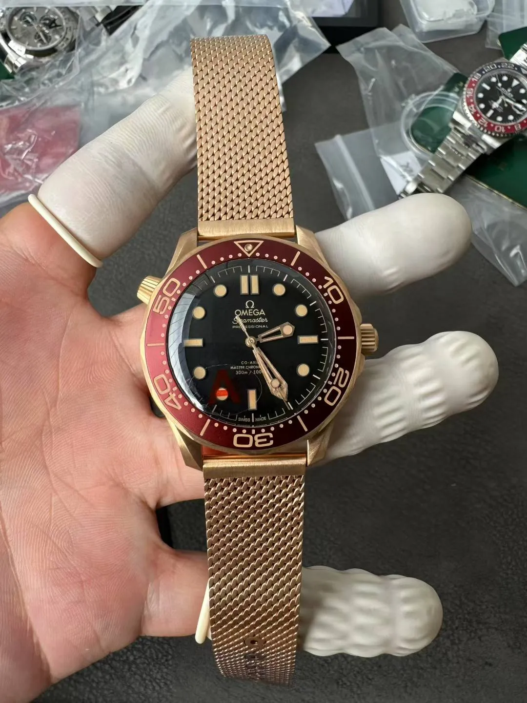 VS Factory Omega Seamaster Diver 300M 007 "No Time To Die" Matte Tropical Brown/Black Dial Titanium Mesh Bracelet(210.90.42.20.01.003) 1:1 Super Clone – 8806 Movement - VS Factory Official photo 3