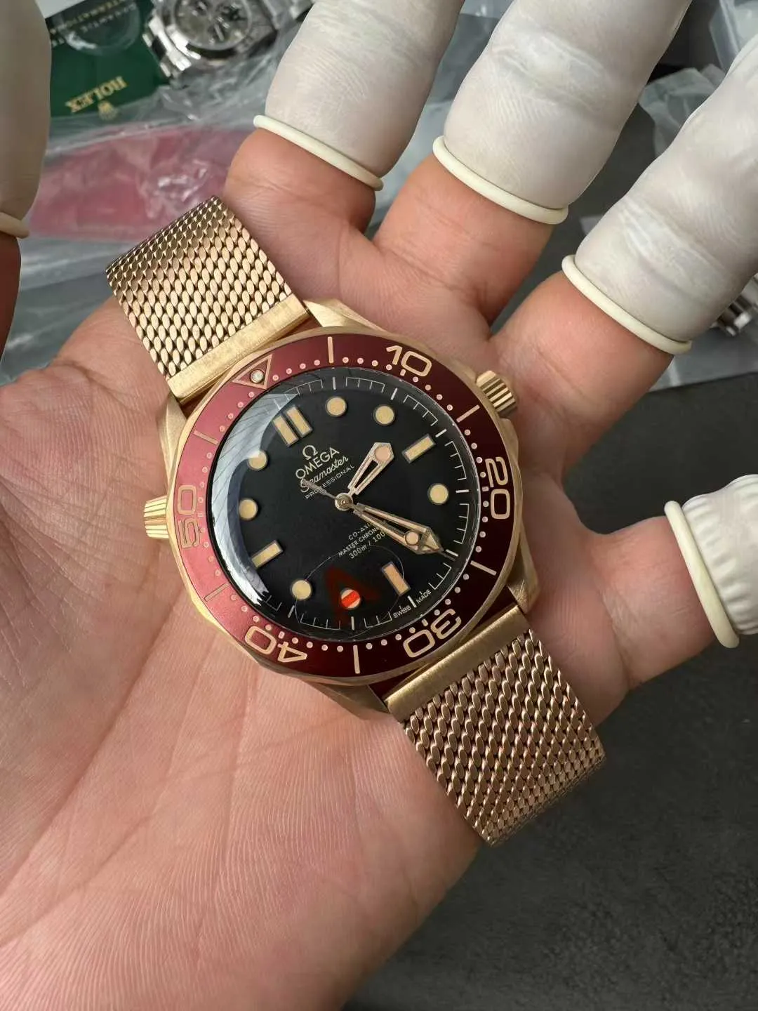 VS Factory Omega Seamaster Diver 300M 007 "No Time To Die" Matte Tropical Brown/Black Dial Titanium Mesh Bracelet(210.90.42.20.01.003) 1:1 Super Clone – 8806 Movement - VS Factory Official photo 4