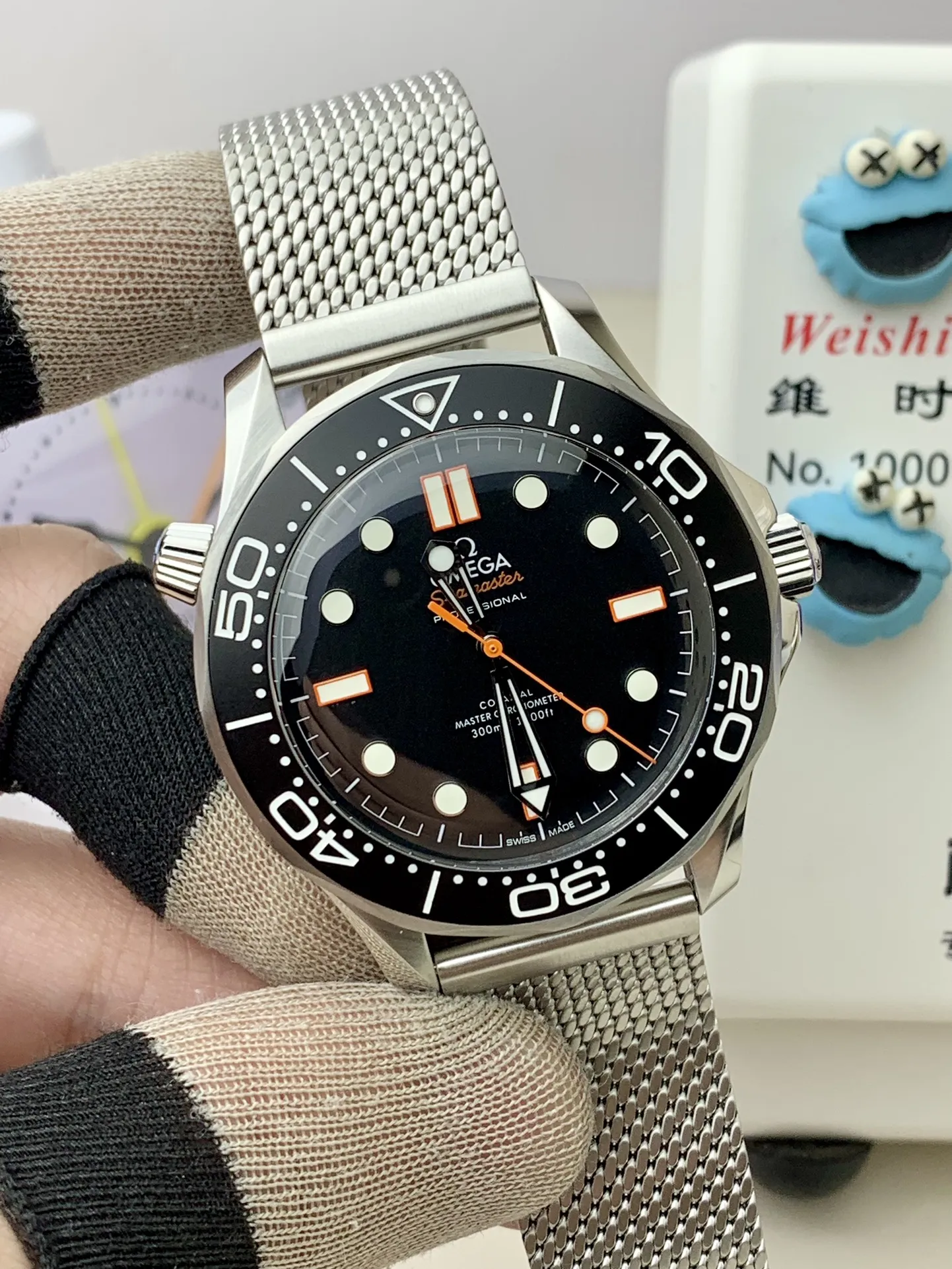 VS Factory Omega Seamaster Diver 300M 42mm 007 Edition "No Time To Die" Matte Black Dial Titanium Mesh Bracelet (210.30.42.20.01.018) 1:1 Super Clone - DD8806 Movement - VS Factory Official photo 3