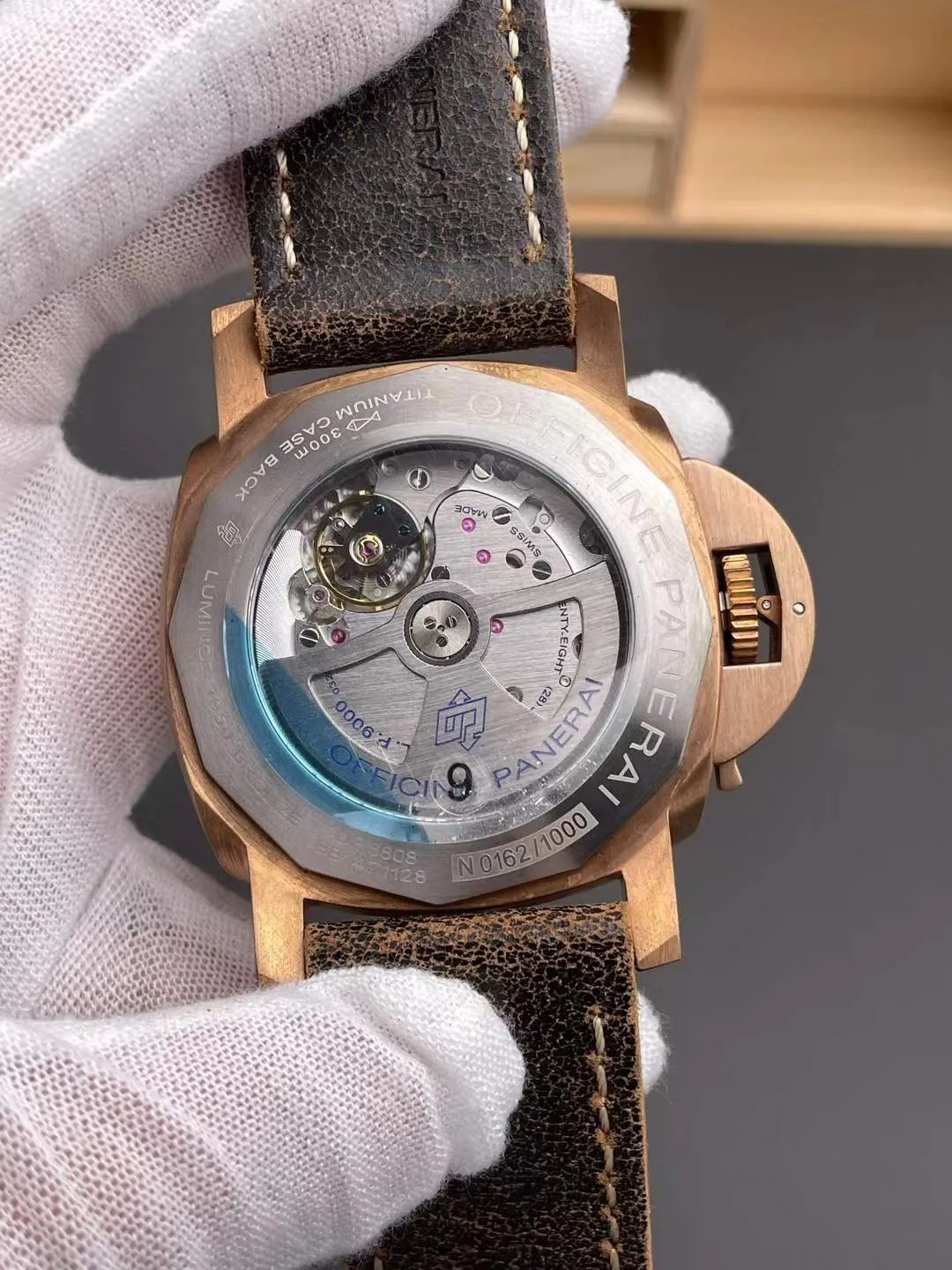 VS Factory Panerai Submersible 47mm1950 Matte Olive Green Dial Bronzo Bezel Brown Leather Strap (PAM00382)1:1 Super Clone - DDP.9000 Movement - VS Factory Official photo 6