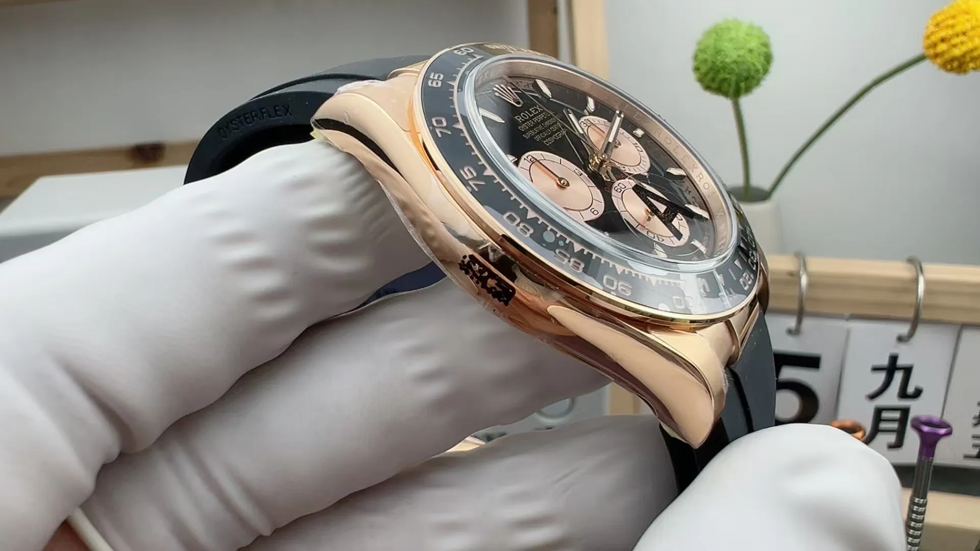 VS Factory Rolex Cosmograph Daytona Black Dial Everose Gold Rubber Strap (126515LN) 1:1 Super Clone - DD4131 Movement - VS Factory Official photo 3