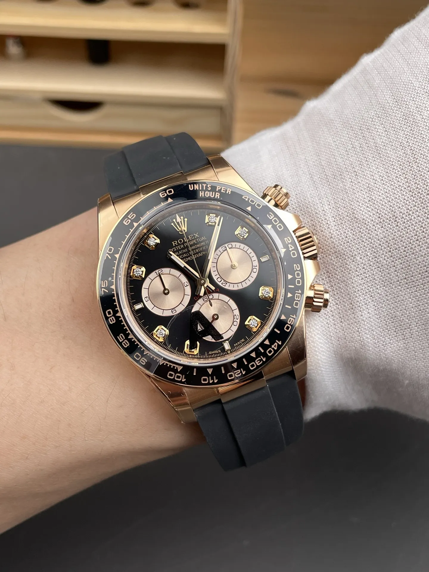 VS Factory Rolex Cosmograph Daytona "Black Diamond" Everose Gold Rubeer Strap(126515LN) 1:1 Super Clone - DD4131 Movement - VS Factory Official photo 4