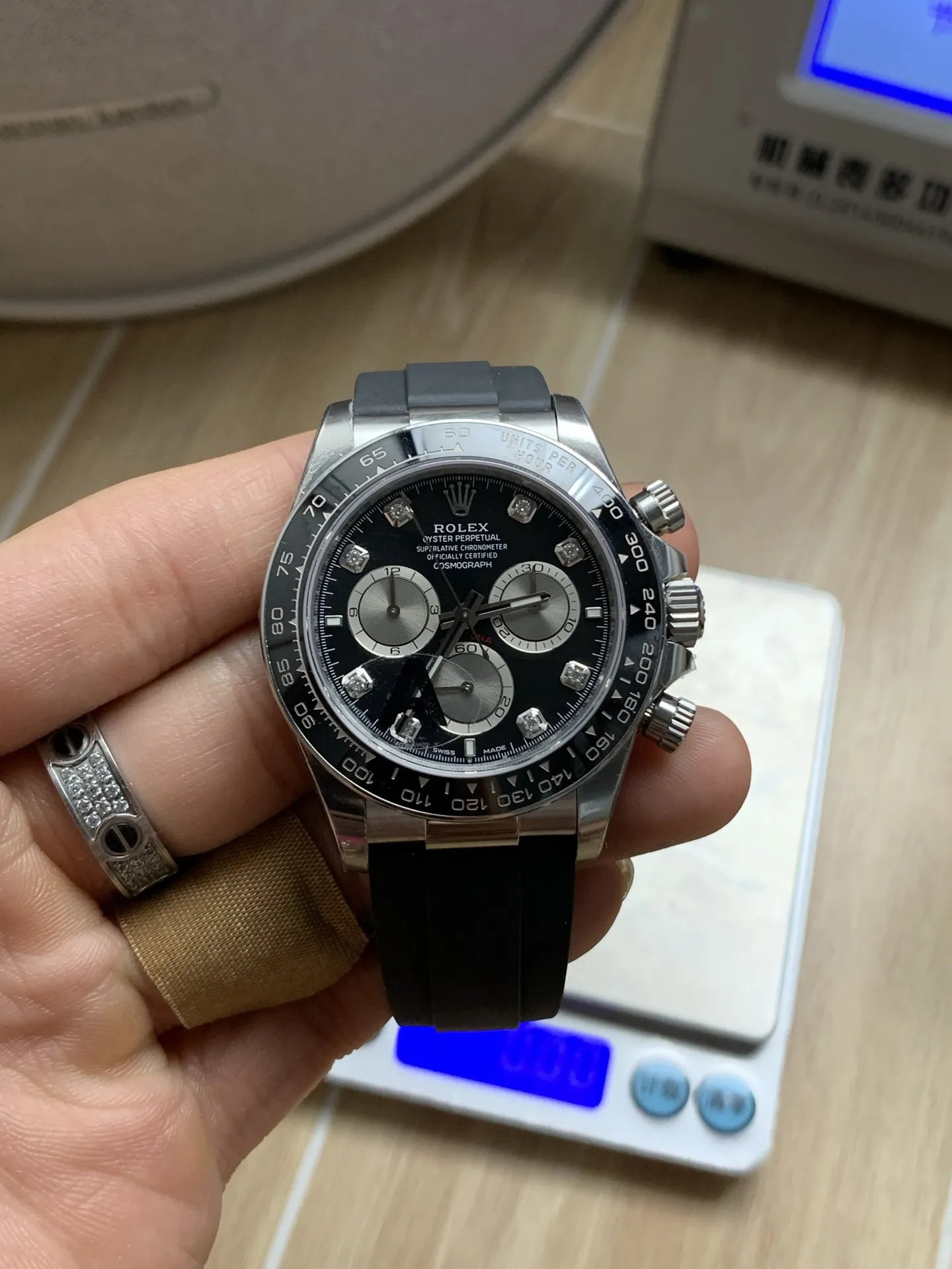 VS Factory Rolex Cosmograph Daytona White Gold "Ghost" Diamond Dial Rubber Strap (126519LN) 1:1 Super Clone - DD4131 Movement - VS Factory Official