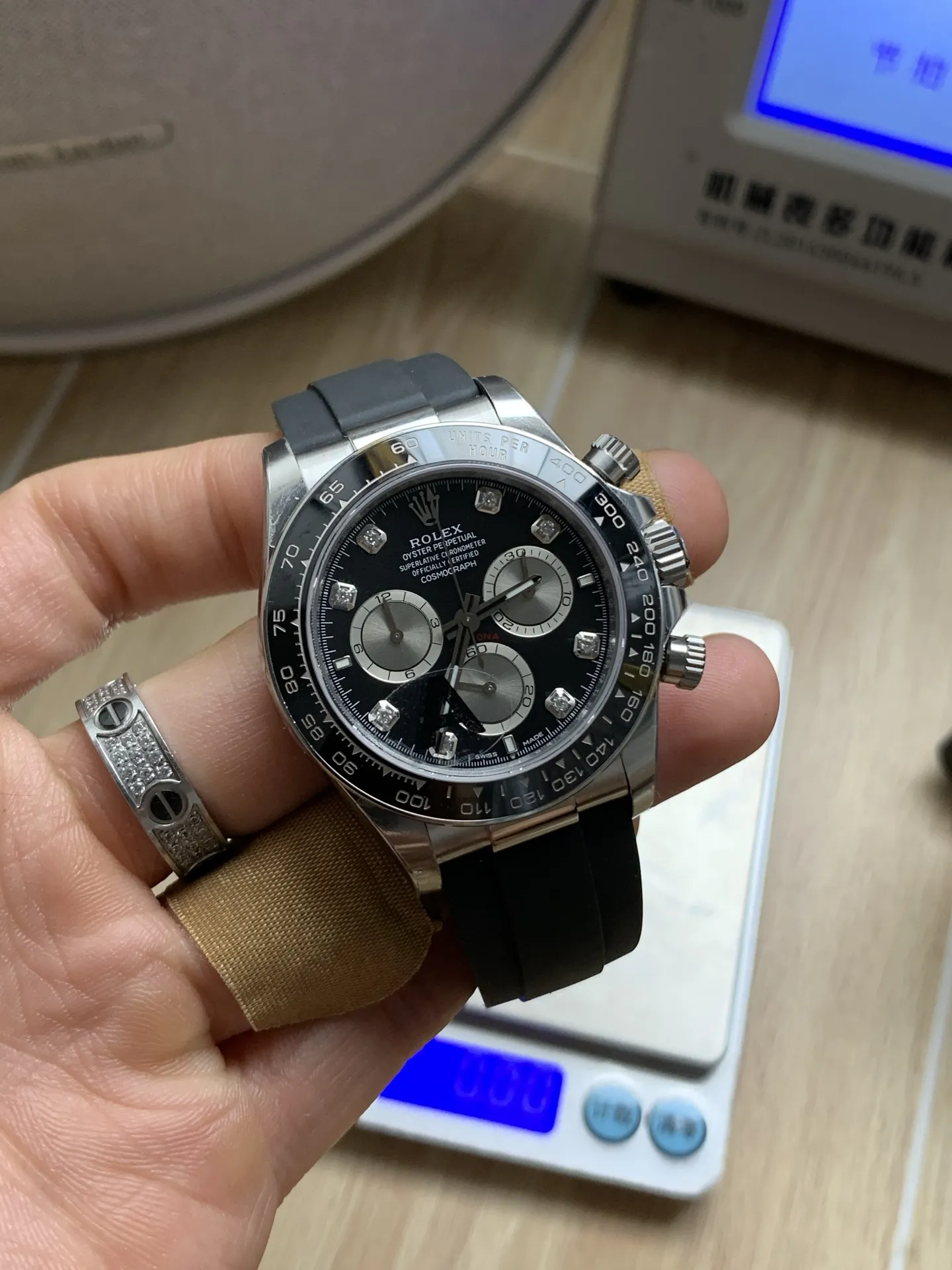 VS Factory Rolex Cosmograph Daytona White Gold "Ghost" Diamond Dial Rubber Strap (126519LN) 1:1 Super Clone - DD4131 Movement - VS Factory Official photo 3