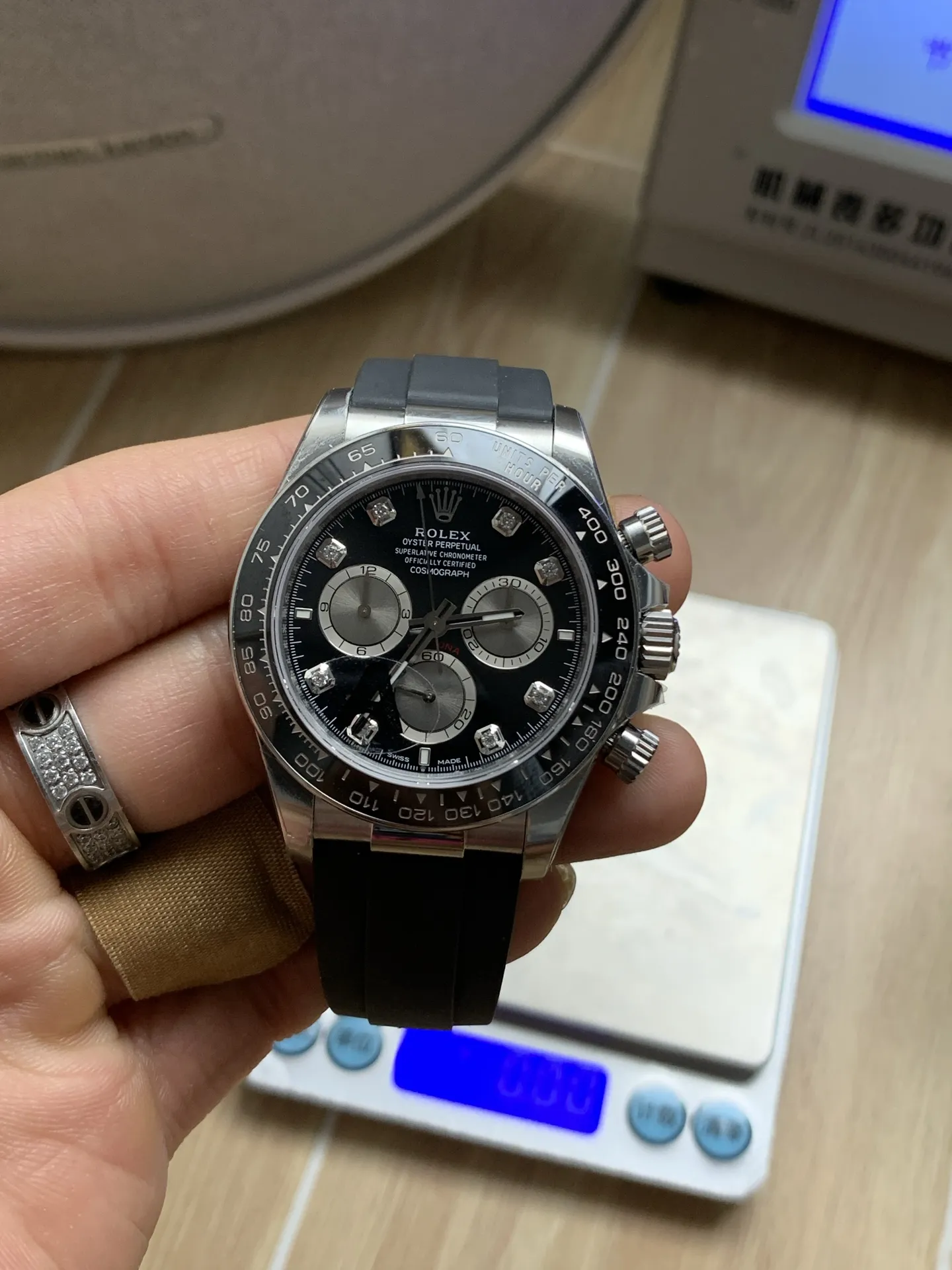 VS Factory Rolex Cosmograph Daytona White Gold "Ghost" Diamond Dial Rubber Strap (126519LN) 1:1 Super Clone - DD4131 Movement - VS Factory Official photo 4