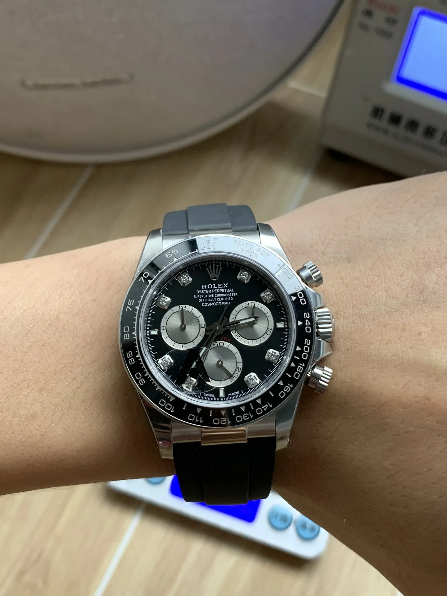 VS Factory Rolex Cosmograph Daytona White Gold "Ghost" Diamond Dial Rubber Strap (126519LN) 1:1 Super Clone - DD4131 Movement - VS Factory Official photo 5