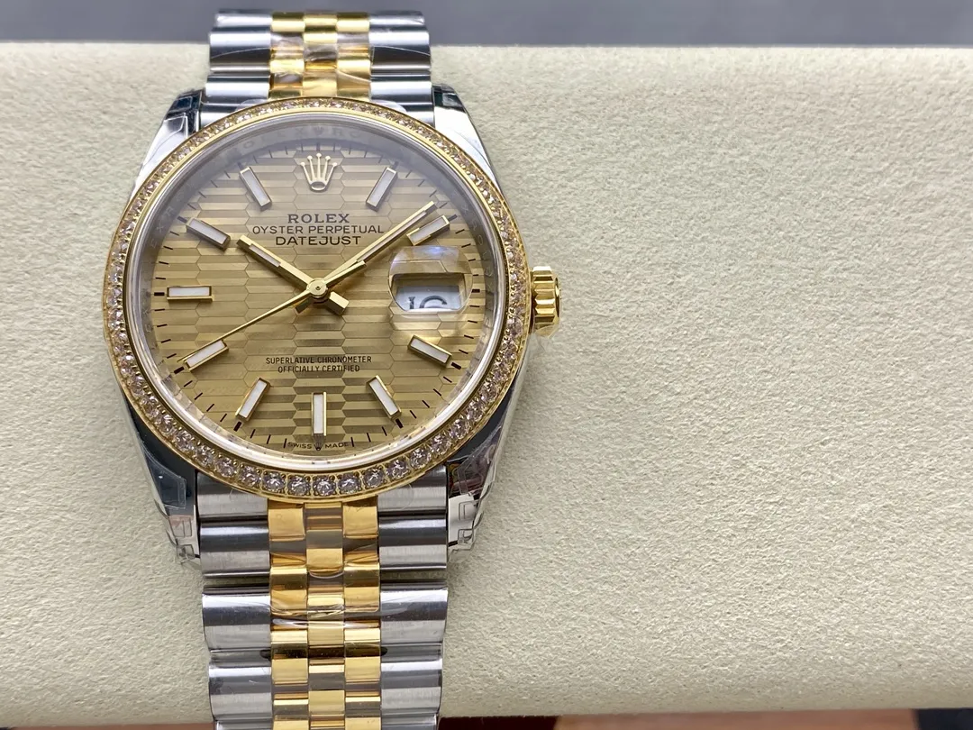 VS Factory Rolex Datejust 36 Two-Tone Yellow Gold Diamond Bezel Golden Fluted Motif (126283RBR) 1:1 Super Clone - DD3235 Movement - VS Factory Official