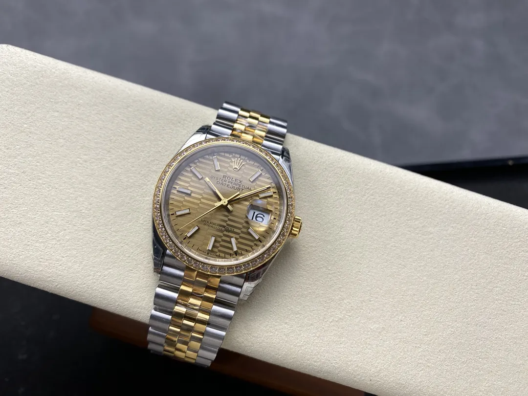 VS Factory Rolex Datejust 36 Two-Tone Yellow Gold Diamond Bezel Golden Fluted Motif (126283RBR) 1:1 Super Clone - DD3235 Movement - VS Factory Official photo 5