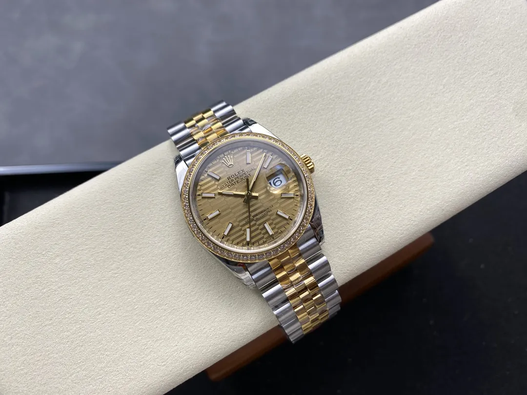 VS Factory Rolex Datejust 36 Two-Tone Yellow Gold Diamond Bezel Golden Fluted Motif (126283RBR) 1:1 Super Clone - DD3235 Movement - VS Factory Official photo 6
