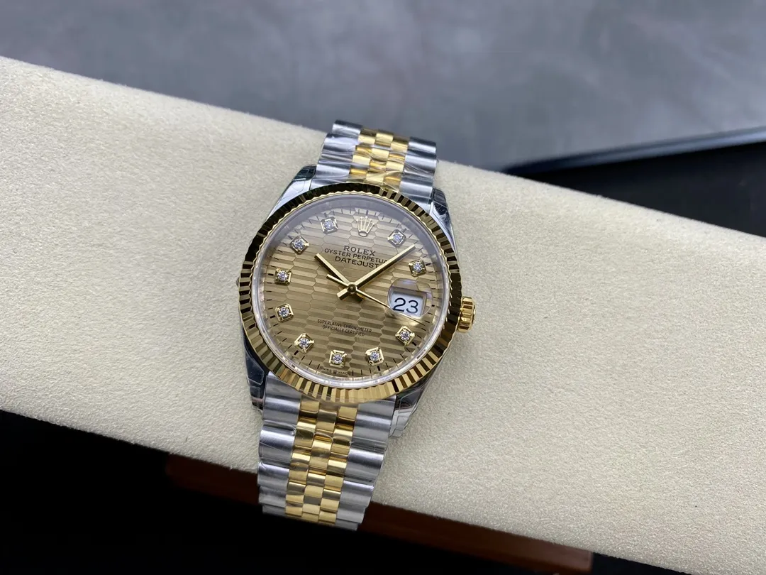 VS Factory Rolex Datejust 36 Two-Tone Yellow Gold Golden Fluted Motif Diamond Dial (126233) 1:1 Super Clone - DD3235 Movement - VS Factory Official photo 5
