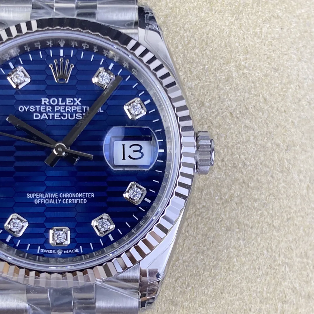 VS Factory Rolex Datejust 36mm Blue Fluted Motif Diamond Dial Jubilee Bracelet (126234) 1:1 Super Clone - DD3235 Movement - VS Factory Official photo 4