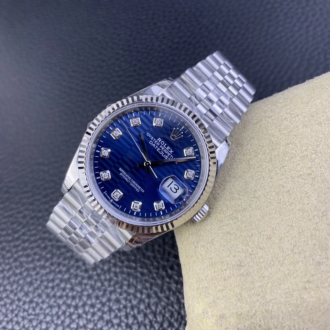 VS Factory Rolex Datejust 36mm Blue Fluted Motif Diamond Dial Jubilee Bracelet (126234) 1:1 Super Clone - DD3235 Movement - VS Factory Official photo 6