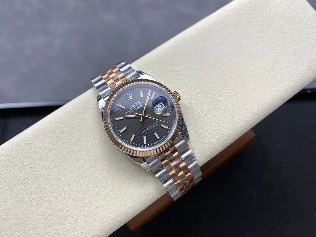VS Factory Rolex Datejust 36mm Slate Grey Fluted Motif Dial Fluted Bezel Two-Tone Rose Gold Jubilee Bracelet (126231) 1:1 Super Clone - DD3235 Movement - VS Factory Official photo 5