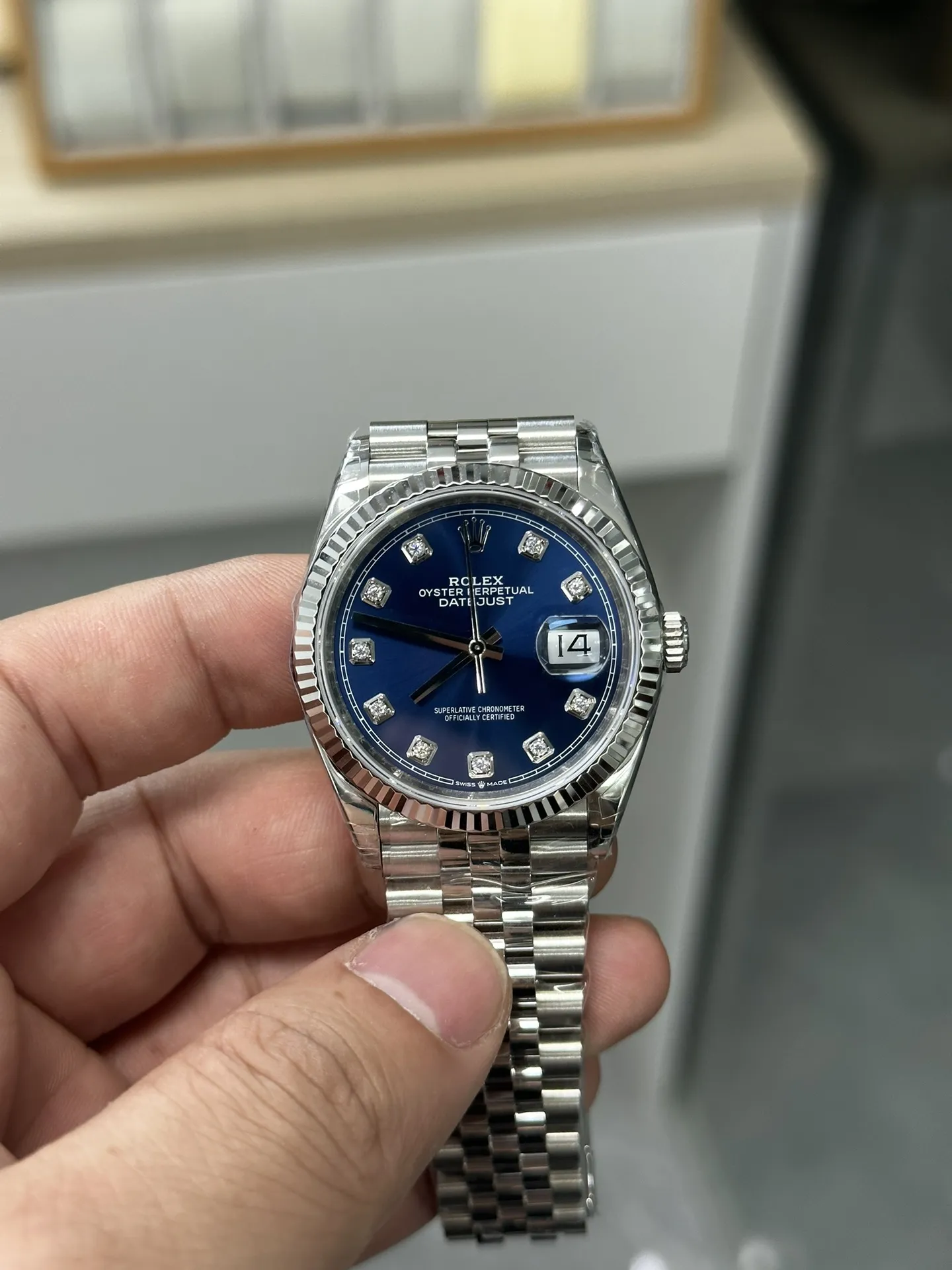 VS Factory Rolex Datejust 36mm Sunburst Blue Diamond Dial Jubilee Bracelet (126234) 1:1 Super Clone - DD3235 Movement - VS Factory Official