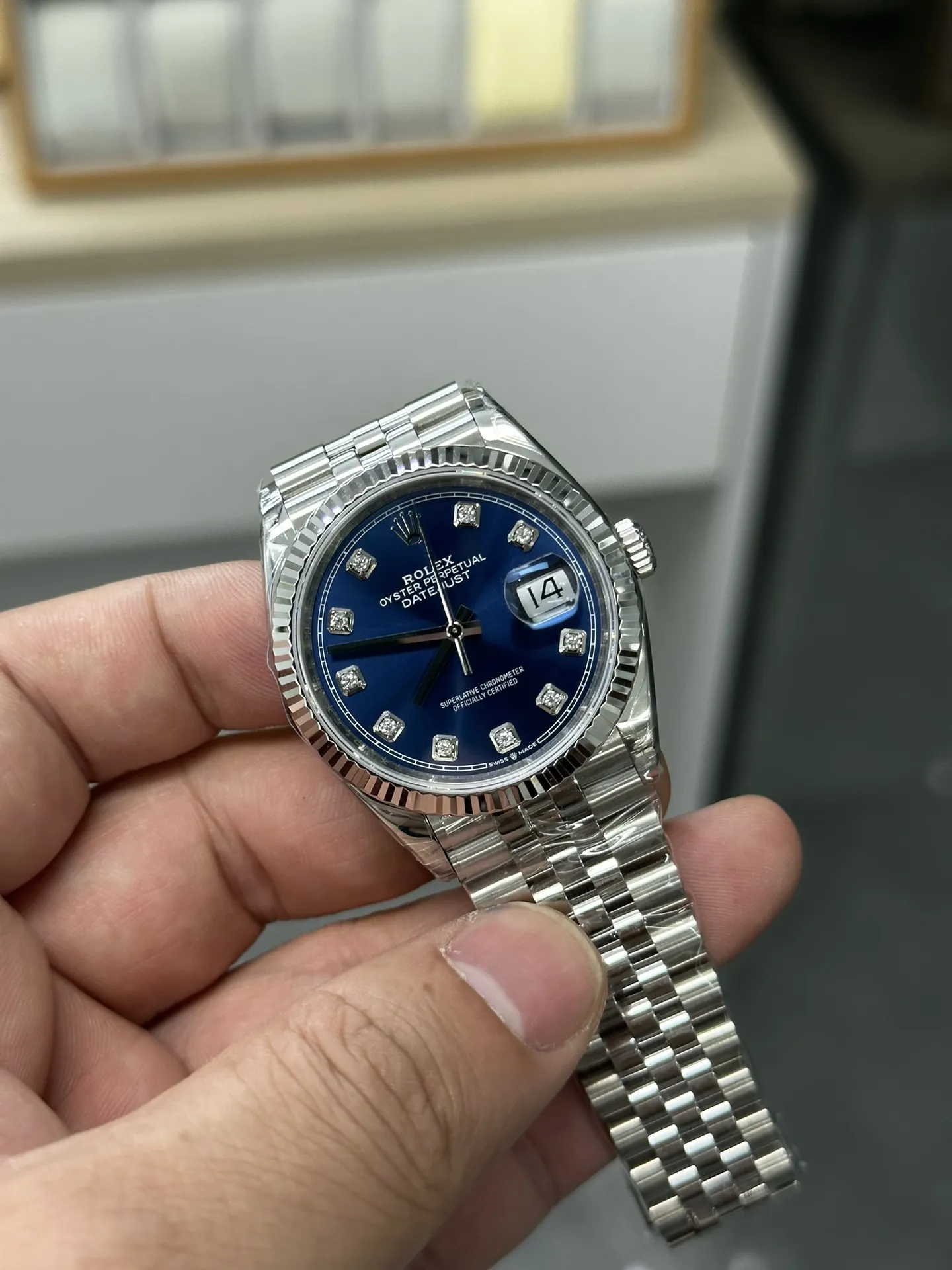 VS Factory Rolex Datejust 36mm Sunburst Blue Diamond Dial Jubilee Bracelet (126234) 1:1 Super Clone - DD3235 Movement - VS Factory Official photo 3