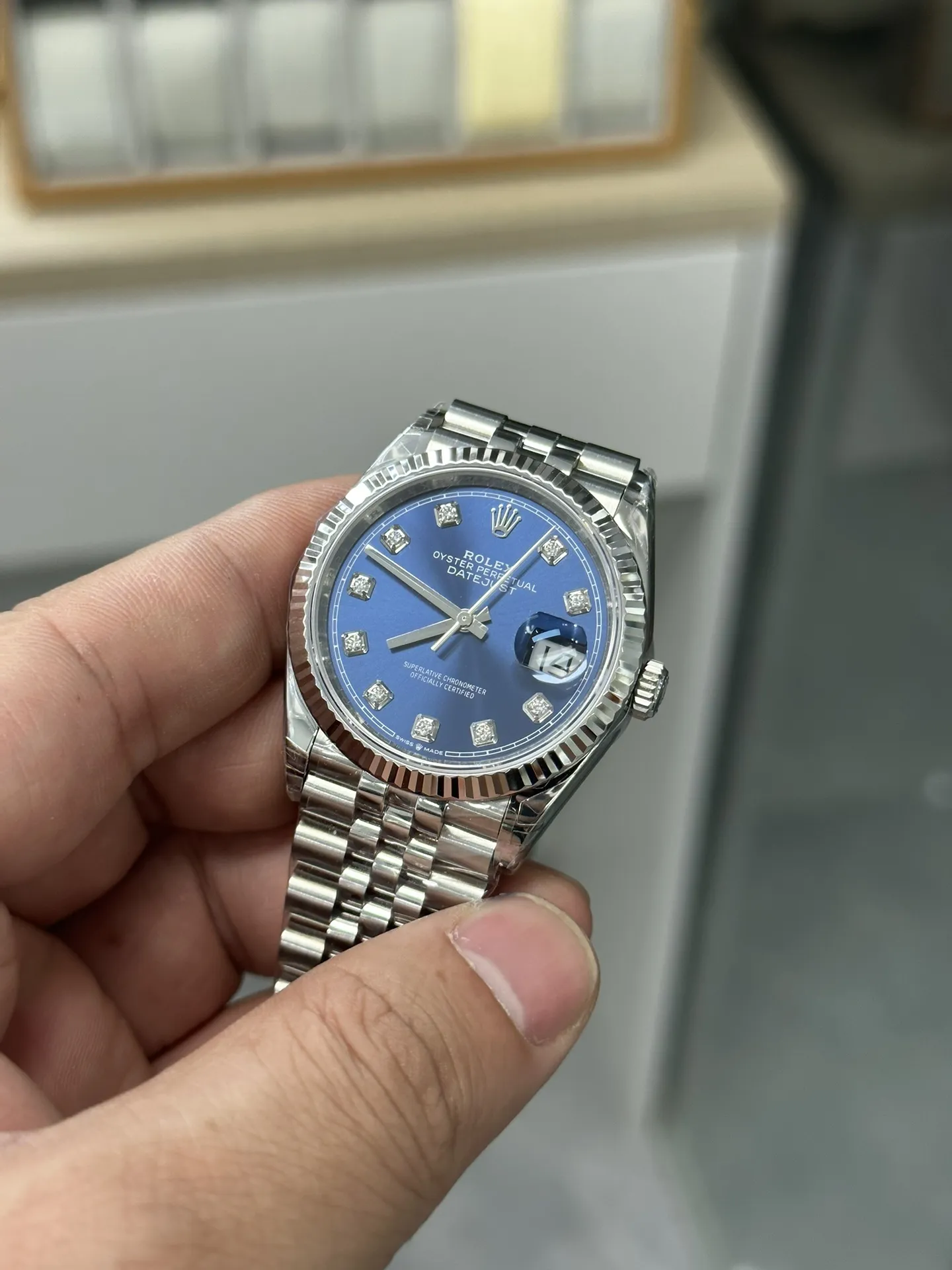 VS Factory Rolex Datejust 36mm Sunburst Blue Diamond Dial Jubilee Bracelet (126234) 1:1 Super Clone - DD3235 Movement - VS Factory Official photo 6