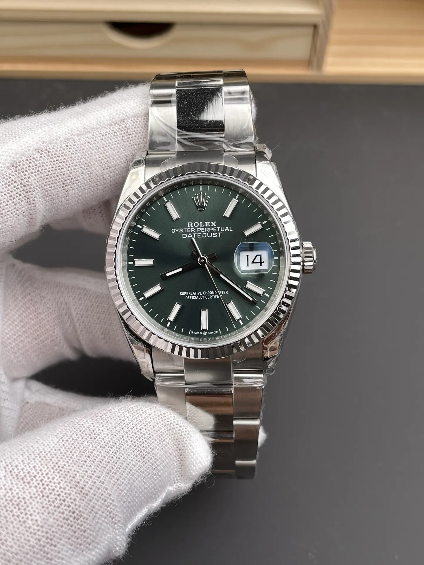 VS Factory Rolex Datejust 36mm Sunburst Green Dial Oyster Bracelet (126234) 1:1 Super Clone - DD3235 Movement - VS Factory Official photo 2