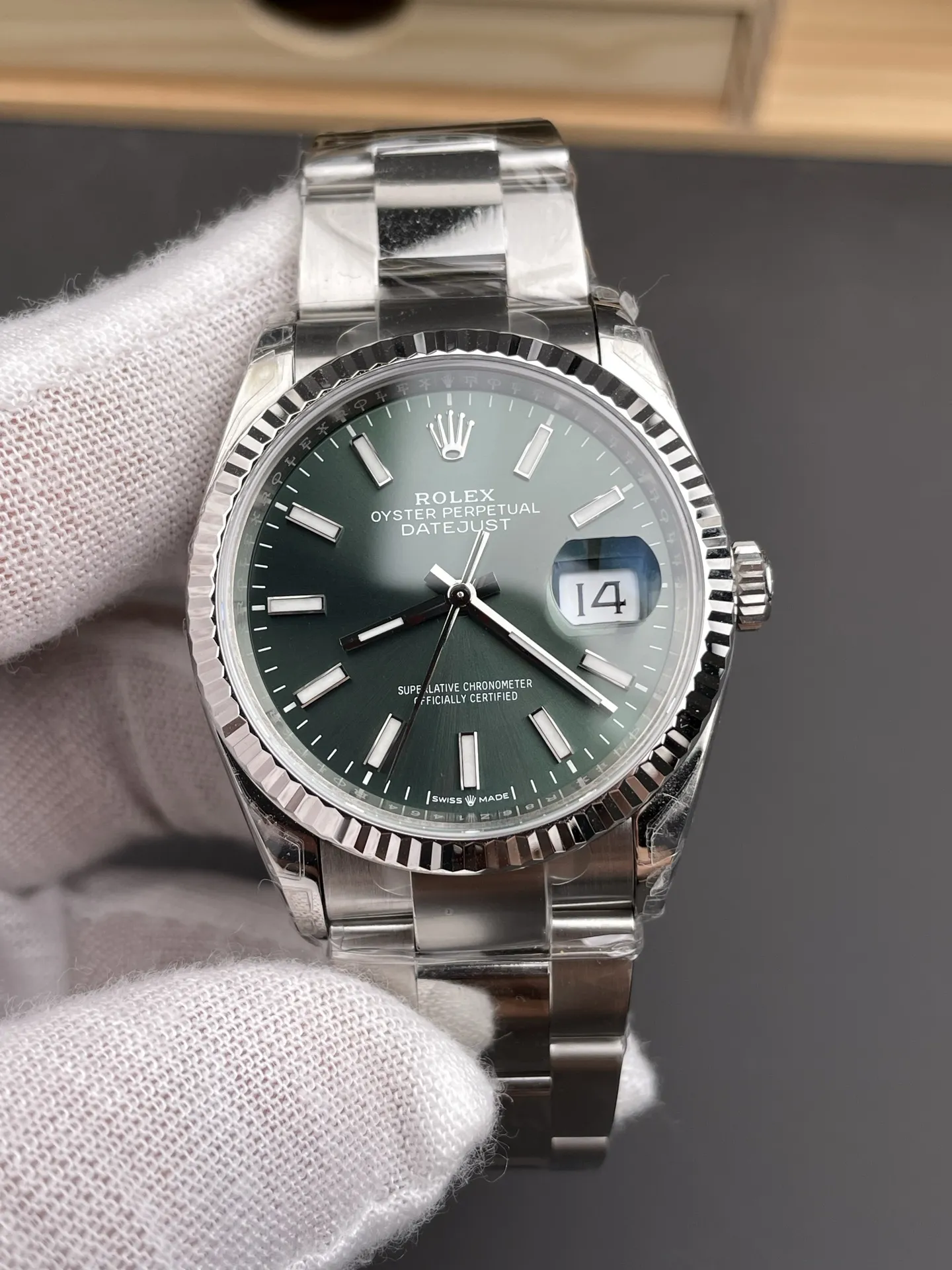 VS Factory Rolex Datejust 36mm Sunburst Green Dial Oyster Bracelet (126234) 1:1 Super Clone - DD3235 Movement - VS Factory Official photo 3