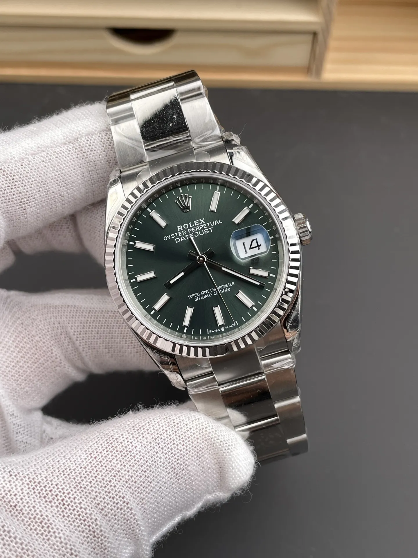 VS Factory Rolex Datejust 36mm Sunburst Green Dial Oyster Bracelet (126234) 1:1 Super Clone - DD3235 Movement - VS Factory Official photo 4