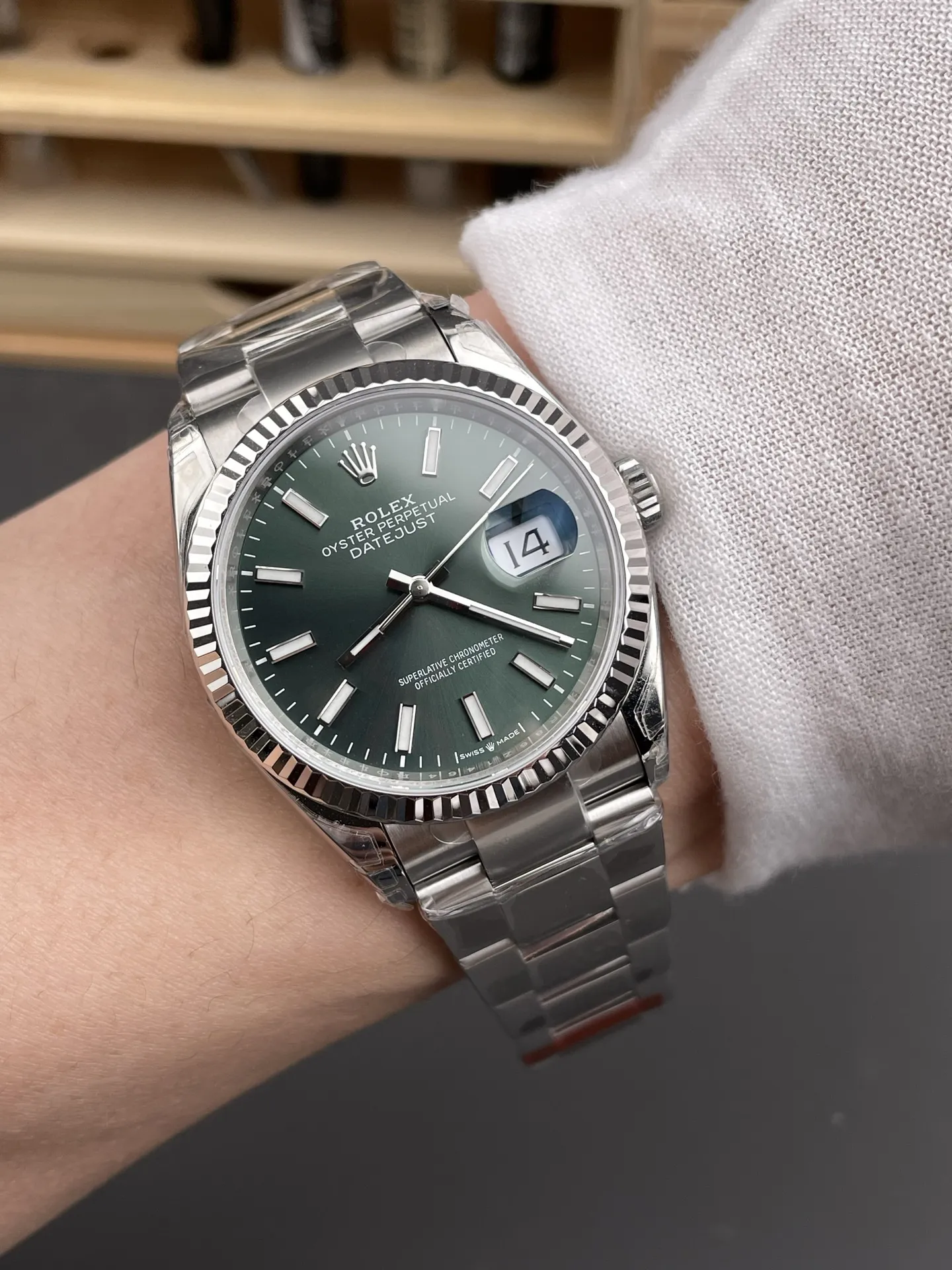 VS Factory Rolex Datejust 36mm Sunburst Green Dial Oyster Bracelet (126234) 1:1 Super Clone - DD3235 Movement - VS Factory Official photo 5