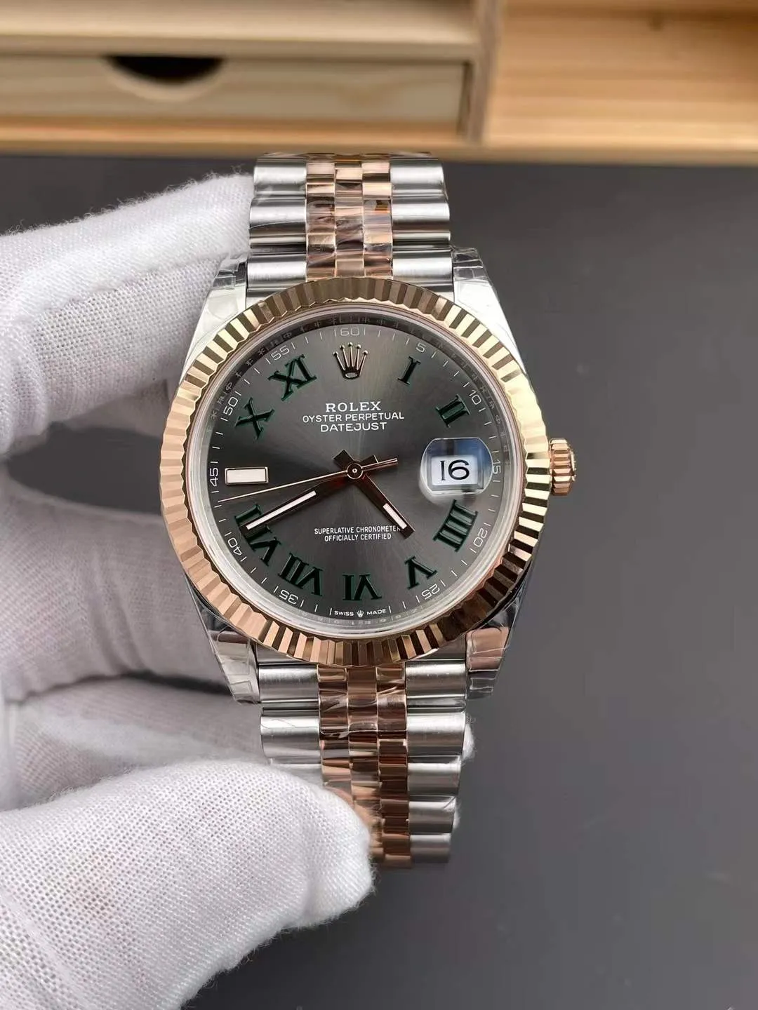 VS Factory Rolex Datejust 41 Slate Grey"Wimbledon"Two-Tone Everose Gold (126331) 1:1 Super Clone - DD3235 Movement - VS Factory Official