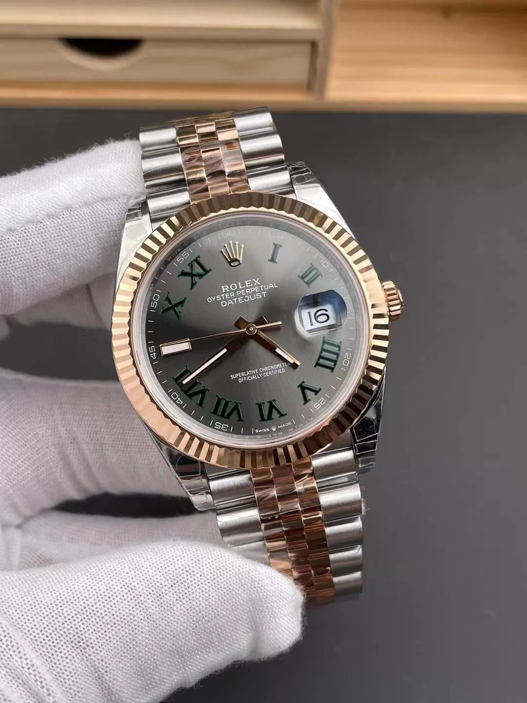 VS Factory Rolex Datejust 41 Slate Grey"Wimbledon"Two-Tone Everose Gold (126331) 1:1 Super Clone - DD3235 Movement - VS Factory Official photo 3