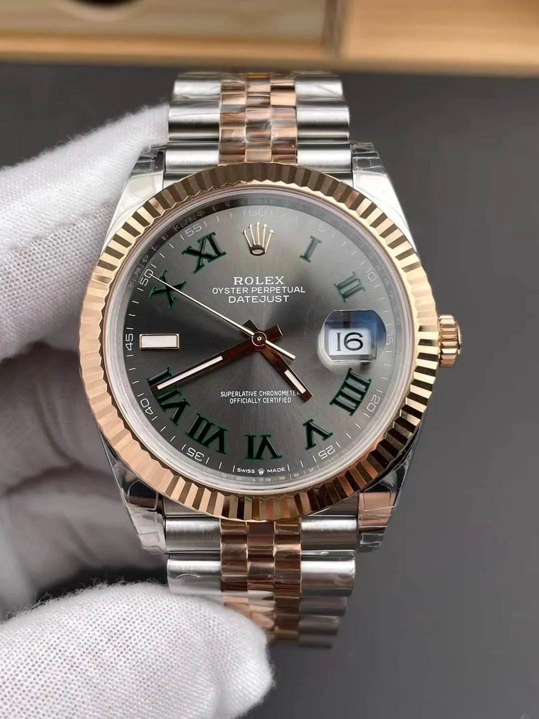 VS Factory Rolex Datejust 41 Slate Grey"Wimbledon"Two-Tone Everose Gold (126331) 1:1 Super Clone - DD3235 Movement - VS Factory Official photo 4