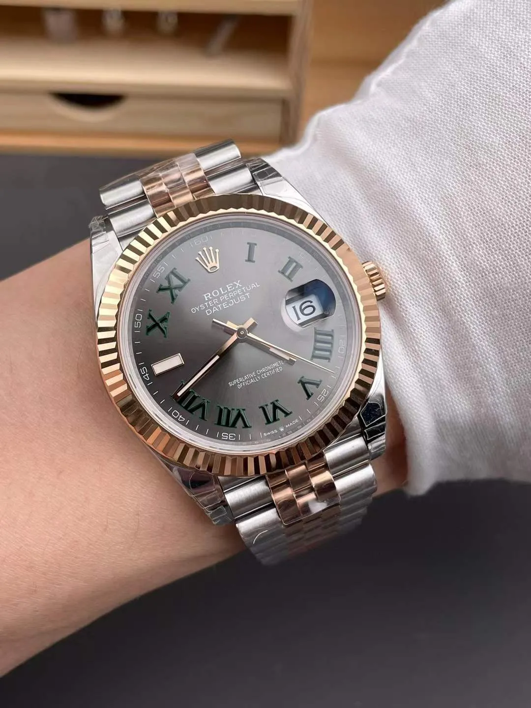 VS Factory Rolex Datejust 41 Slate Grey"Wimbledon"Two-Tone Everose Gold (126331) 1:1 Super Clone - DD3235 Movement - VS Factory Official photo 10